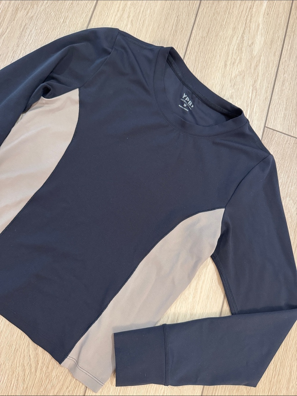 YPB your personal best Color Block Long Sleeve Shirt Sz M Neutral Workout